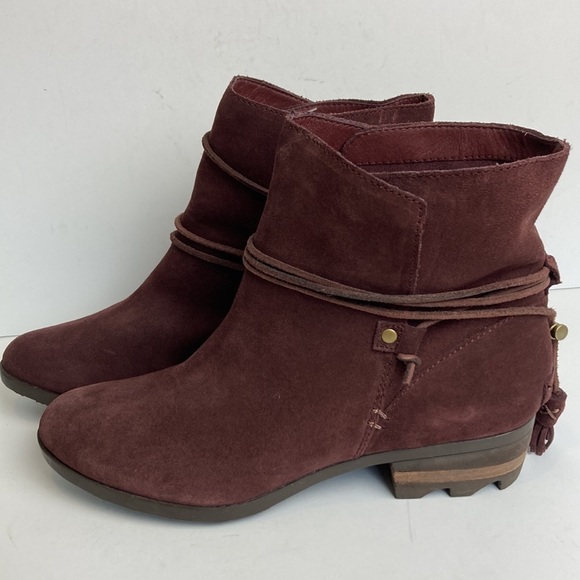 Sorel Farah Ankle Boots NL:2682-628 Tassel Burgundy Suede 11 Fall Waterproof - Picture 8 of 16
